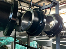 Drying of multi-layer coating of flanged bearing housings